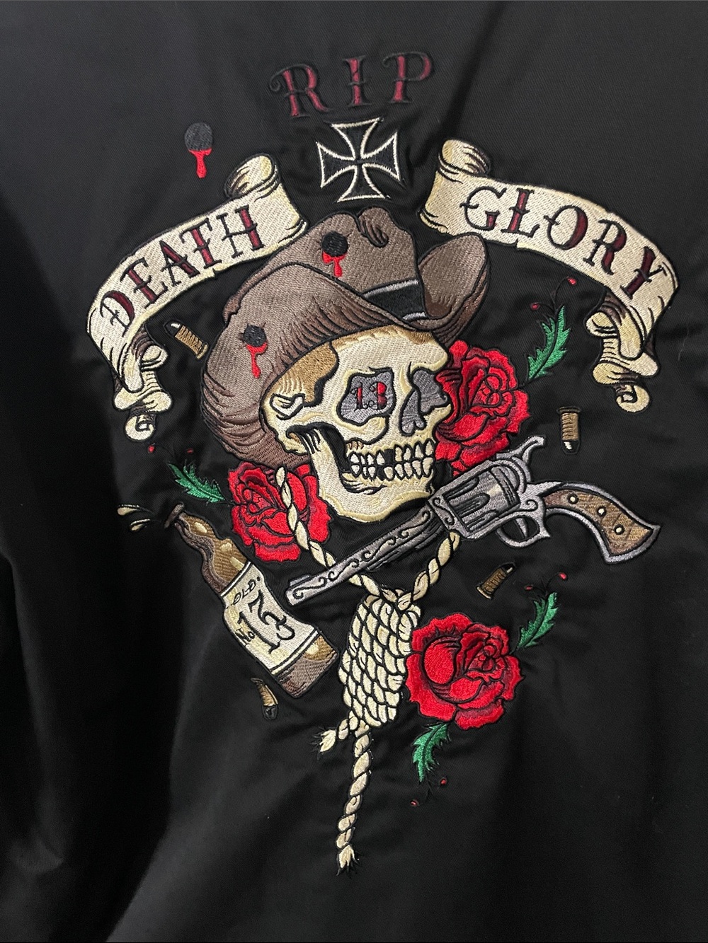 Vintage Lucky 13 Death Glory Embroidered Quilted Jacket Size XL